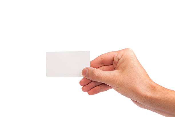 istock Businessman's hand holding blank business card 488962025