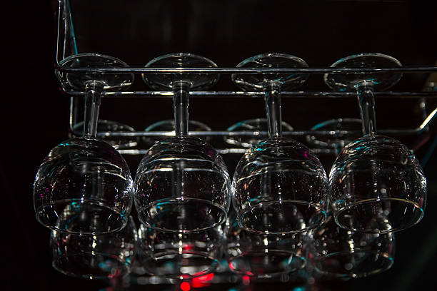 Wine glasses over the bar