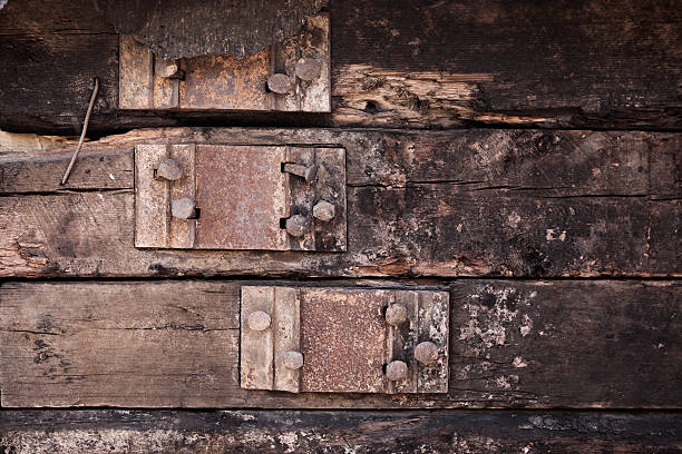 istock Background of logs with pinning 488975113