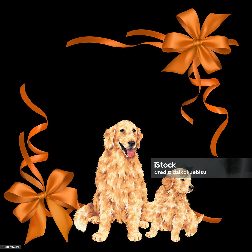 Dog Ribbon Frame Dog And Ribbon Illustration Stock Illustration - Download Image Now ...