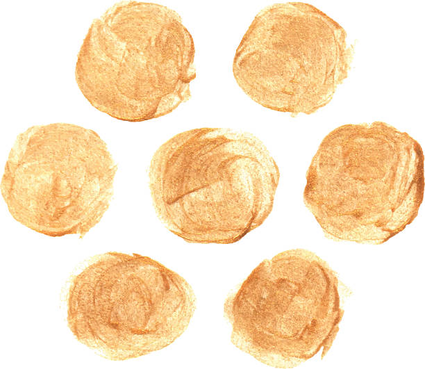 istock Set of Golden Stains, brush strokes 488975836