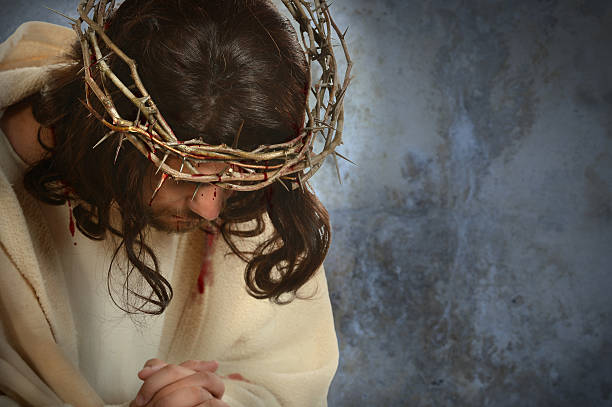 Jesus With Crown of Thorns stock photo