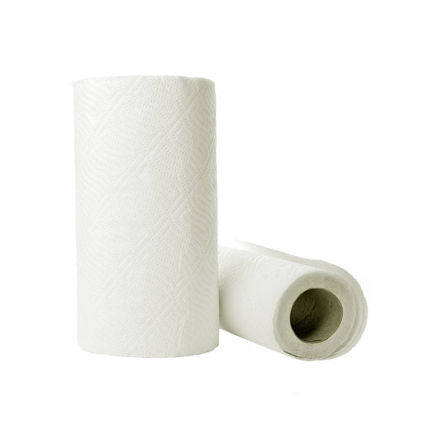 istock Paper towel rolls on white background 488977753
