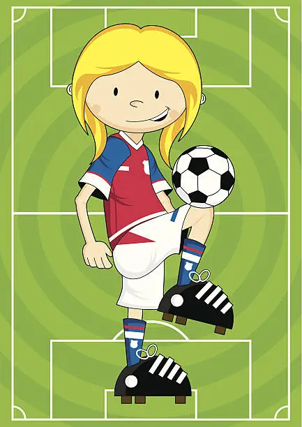 Vector illustration of Cartoon Soccer Football Girl Character