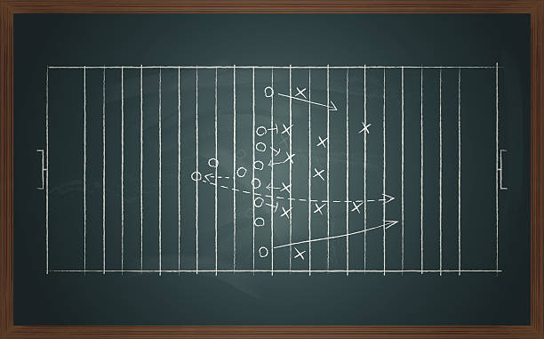 football tactic on board vector image of a football tactic on board. Transparency and blend effects used. sports chalk stock illustrations