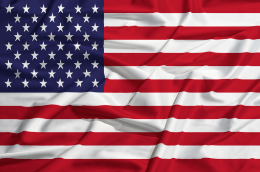 United States flag on a silk drape