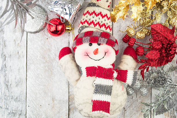 istock Christmas Decorations with snowman,gift and christmas baubles 488980604