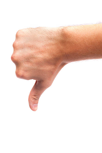istock Thumb down male hand sign isolated on white 488981315