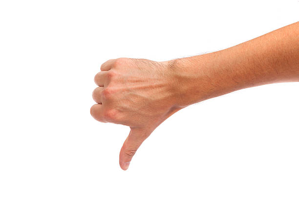 istock Thumb down male hand sign isolated on white 488981415