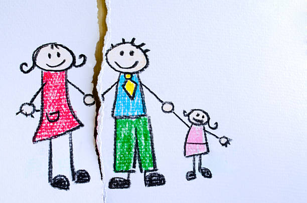 divórcio - drawing child childs drawing family imagens e fotografias de stock