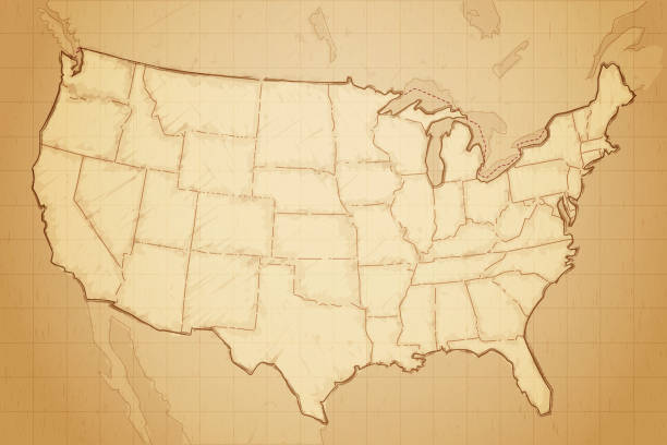 stany zjednoczone ameryki północnej mapę - mapy vintage stock illustrations