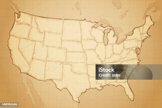 United States Of America Map Stock Illustration - Download Image Now - Map, USA, Old