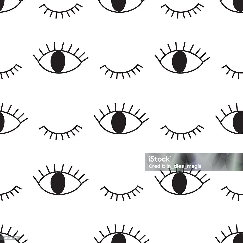 Black and white abstract pattern with open and winking eyes Black and white abstract pattern with open and winking eyes. Cute eye background illustration. Blinking stock vector