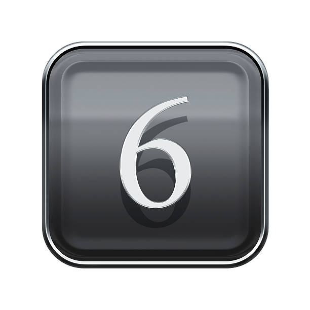 istock Number six grey glossy, isolated on white background 488984184