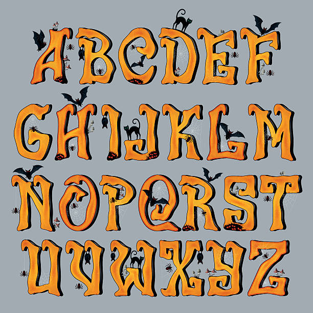 Spooky Halloween-Schrift Buchstaben in GROSSBUCHSTABEN – Vektorgrafik