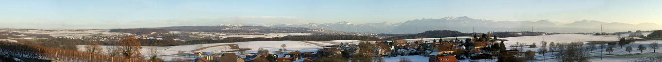 Stitched panorama. The Swiss Plateau (From the Jura mountain range)