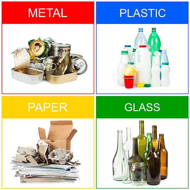 recycling - recycling newspaper paper bottle stock-fotos und bilder