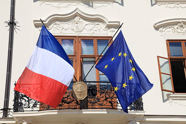istock French Flag and European Union Flag 488986822