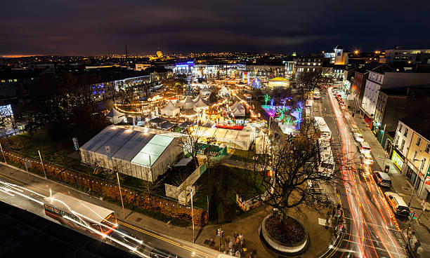 istock Christmas Market at night, panoramic view 488998071