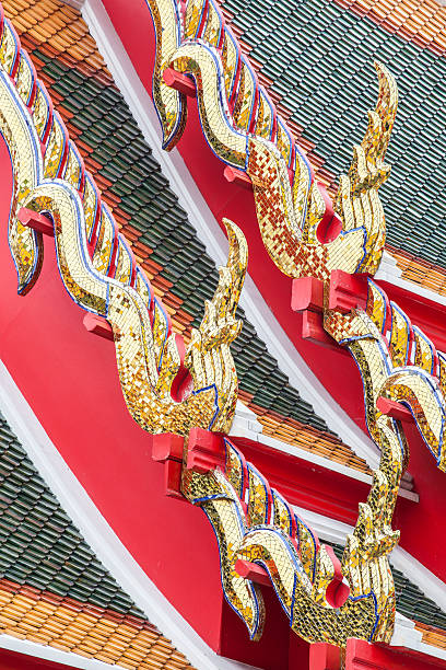 istock King of naga on Thai temple roof 488998247