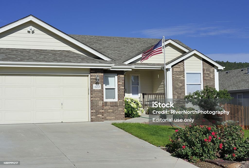 Middle Class American Home Fort Collins, Colorado, USA - August 4, 2013: A typical middle class American house, located in Fort Collins, Colorado. American Culture Stock Photo