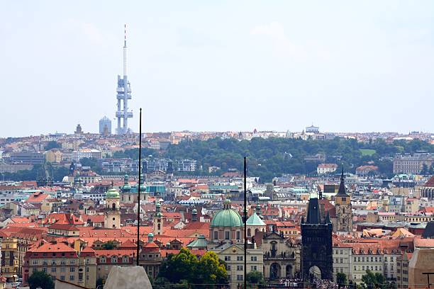 istock Prague cityscape and Zizkov Television Tower 488999616