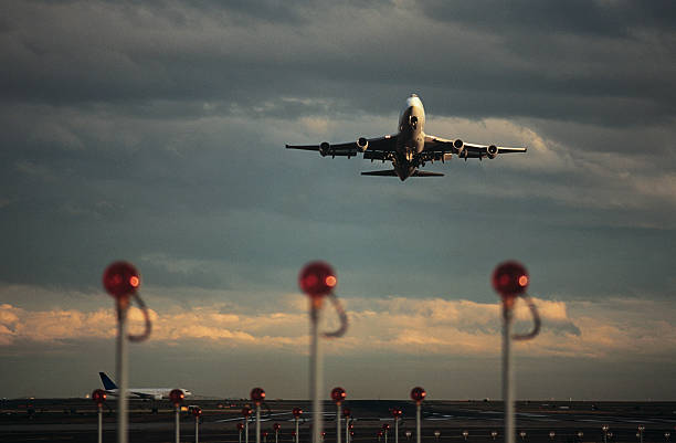 istock Airplane taking off, Melbourne Australia 489000473