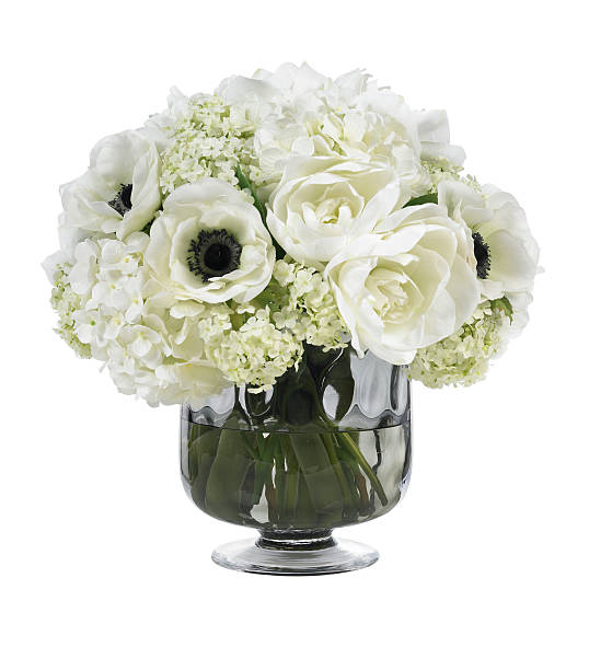 istock Dramatic white amaryllis and anemone bouquet on white background 489001343
