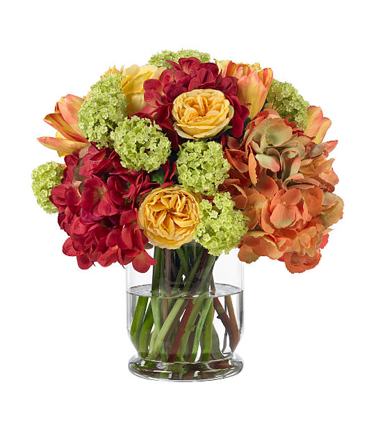 istock Large autumn bouquet with hydrangea and ranunculus on white background 489001353
