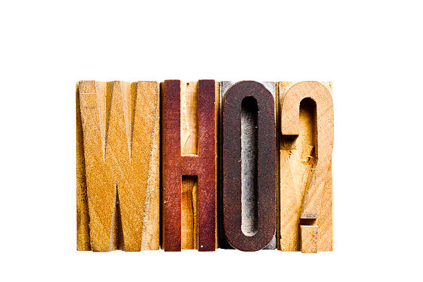 istock WHO? Single word question old letterpress printing blocks 489001407