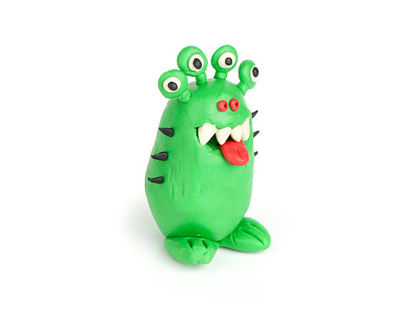 istock Green Monster of plasticine isolated on white 489002529