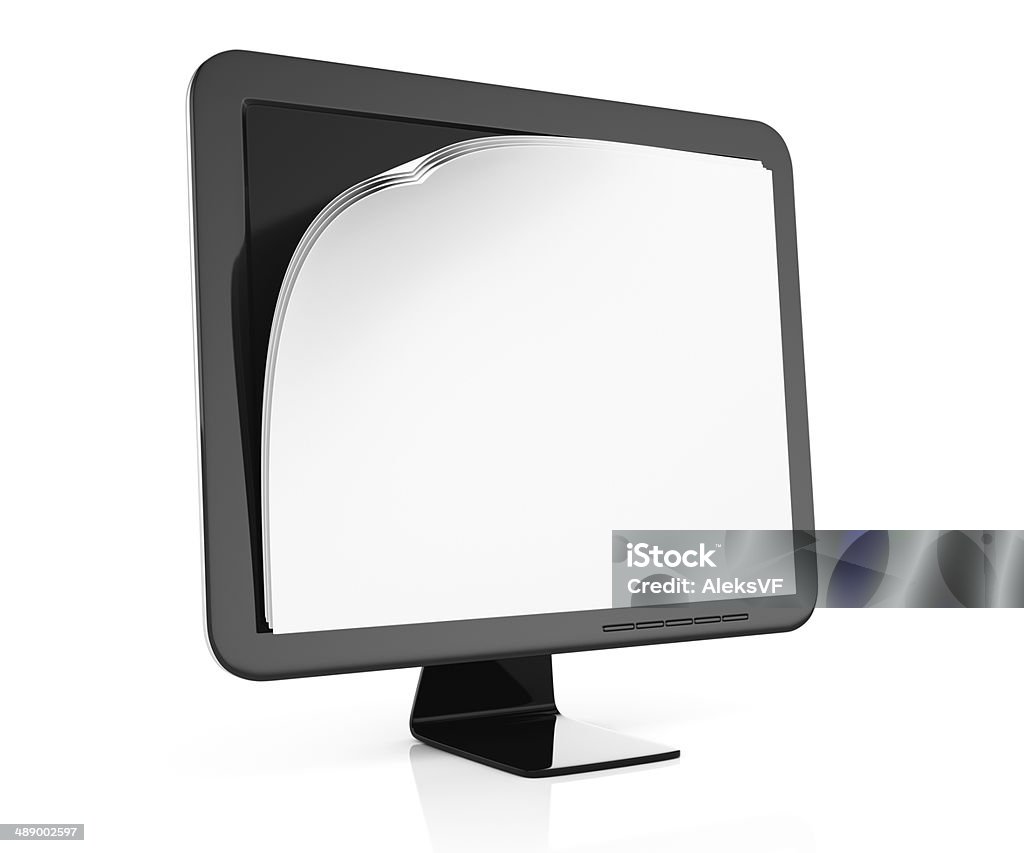 Monitor con páginas en blanco en la pantalla - Foto de stock de Blanco - Color libre de derechos