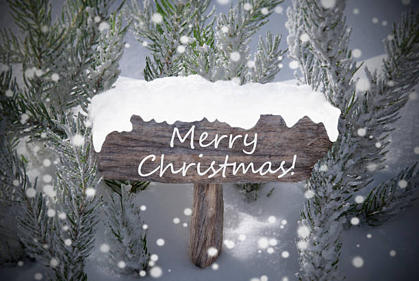 istock Sign Snowflakes Fir Tree Text Merry Christmas 489002896