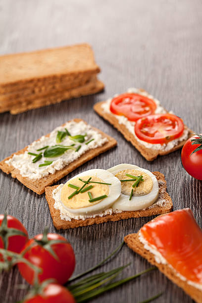 Tasty canapes breakfast meal