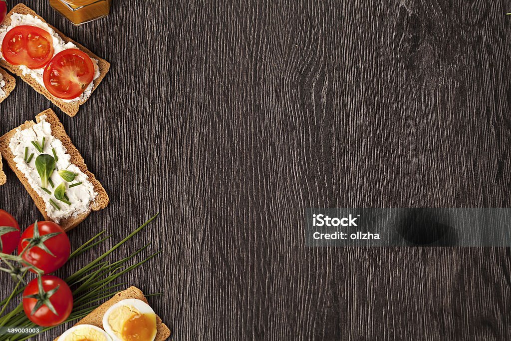 Tasty canapes food border background Appetizer Stock Photo