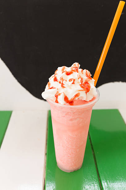 istock sweet strawberry milkshake and frappe 489003647