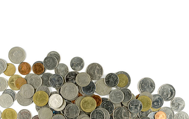 istock Group of coins, Thai baht on white background 489004168