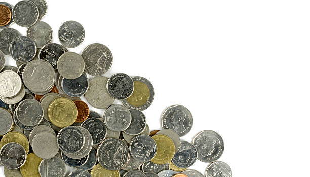 istock Group of coins, Thai baht on white background 489004202