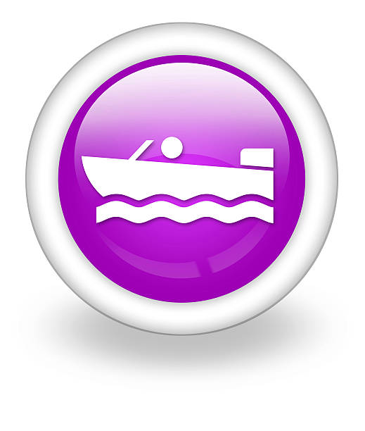 bildbanksillustrationer, clip art samt tecknat material och ikoner med icon, button, pictogram motorboat - båtramp