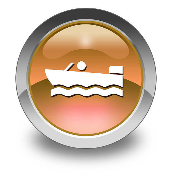 bildbanksillustrationer, clip art samt tecknat material och ikoner med icon, button, pictogram motorboat - båtramp