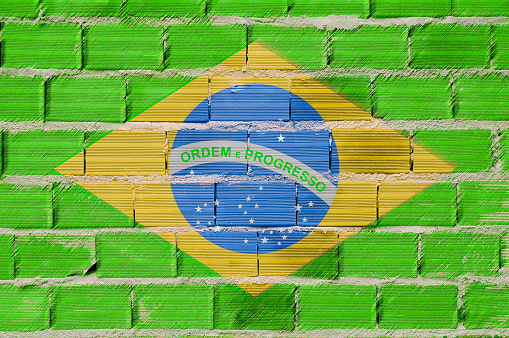 Brazil flag painted on brick wall
