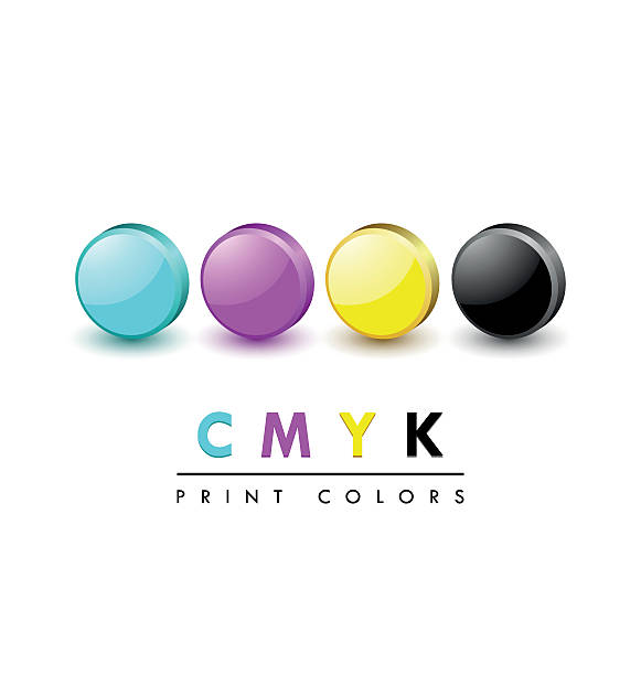 ilustrações, clipart, desenhos animados e ícones de cmyk ícones - spotted cmyk ink printer
