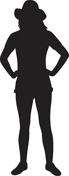 Vector illustration of Girl with Hands on Hip Silhouette