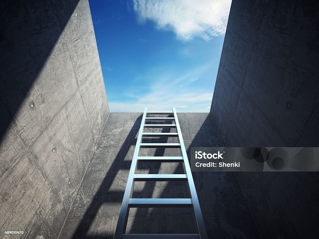Ladder leading up Ladder leading up to the light Ladder Stock Photo