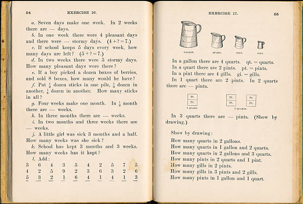 istock Vintage 19th century math book for first graders 489011786
