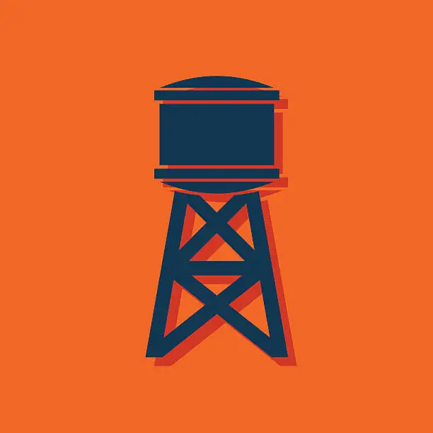 Vector illustration of Industrial construction with water tank