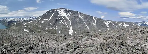 from the track in the over themountain range Bessenggen in Jotunheimen national park in Norway