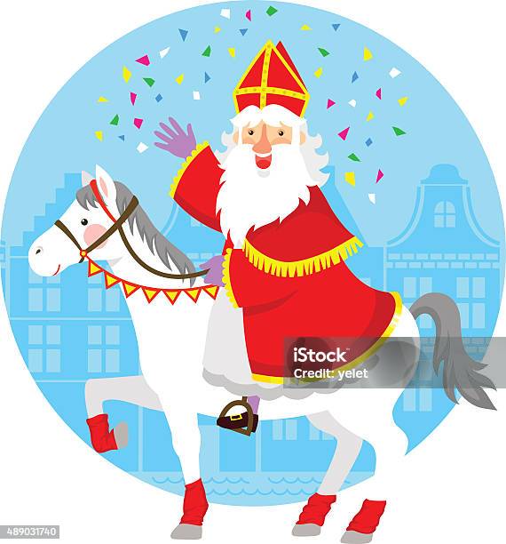 Sinterklaas On His Horse Stock Illustration - Download Image Now - St. Nicholas, Parade, Christmas