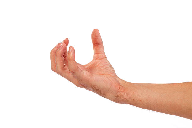 istock Male hand reaching for something on white 489040057