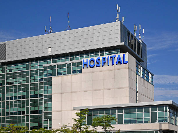 modern hospital building stock photo